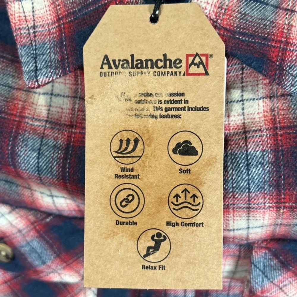 Avalanche Outdoor Supply Co Mens Medium Quilted Flannel Shirt Jacket Red Plaid